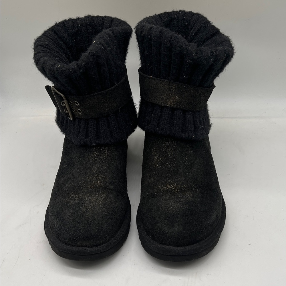 UGG Australia CAMBRIDGE Metallic Black Leather Boot S/N 1006738 Size 6 EUC! $249